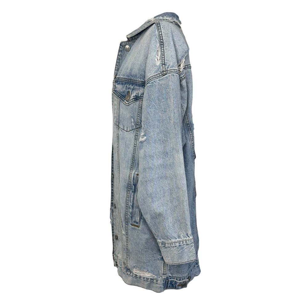Japanese TIGER Sunset Retro Distressed Denim Jacket Oversized Distressed Sz SP - Picture 12 of 13